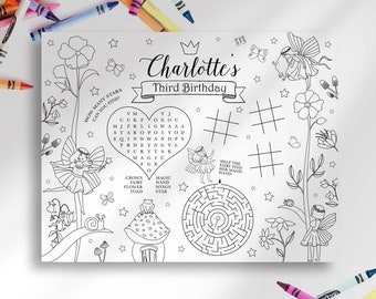 Editable Fairy Placemat Coloring Page | Instant Digital Download Print ...