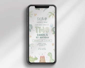 Dinosaur 2nd Birthday Digital Invitation, Jurassic Two Party Invite (Digital Download)