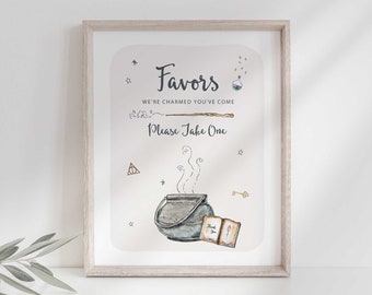Thank You Party Sign Instant Download | 8x10 | Wizard Birthday | Wizard Baby Shower | We&#39;re Charmed You&#39;ve Come Please Take One