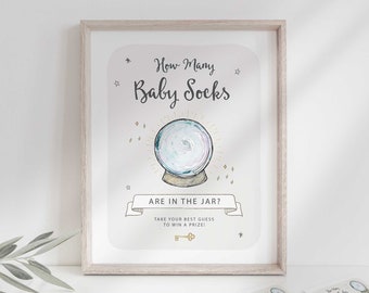 Guess How Many Baby Socks in the Jar Game for Wizard Baby Shower | Instant Digital Download