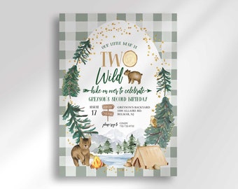 Editable Two Wild Explorer Birthday Invitation Instant Download Template