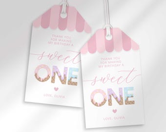 Ice Cream First Birthday Favor Tags, Sweet One Party (Digital Download)