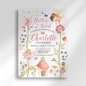 Editable Fairy Princess Birthday Invitation Template Instant Download for Any Age | Edit Yourself then Print or Text | Pink Fairy