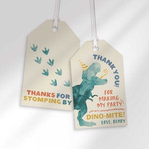 Dinosaur Favor Tag, Dinosaur Birthday Decorations, Favors, Thank You Tag, Editable Dinosaur Tag, T-Rex, EDITABLE INSTANT DOWNLOAD