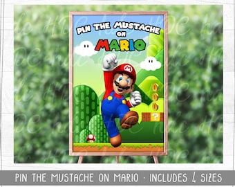 Pin the Mustache on Mario Game for Super Mario Birthday Theme | Instant Digital Download