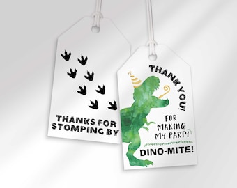 Dinosaur Thank You Favor Tags | T-Rex Birthday | Instant Download | Not Editable