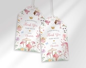 Editable Enchanted Forest Fairy Birthday Thank You Tag to Edit at Corjl.com | Fairy Favor | Instant Download | Printable DIY | Unicorn Fairy Il_170x135