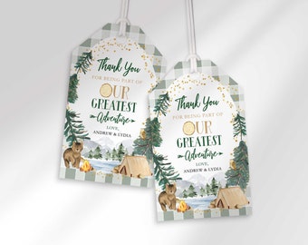 Adventure Thank You Tag: Editable Camping Party Favor (Digital Download)