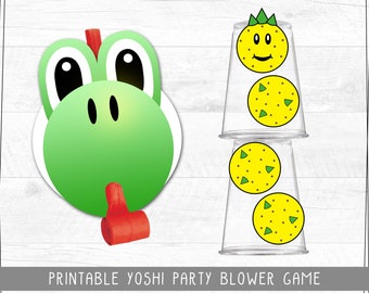 Yoshi Party Blower Game for Super Mario Birthday Theme | Instant Digital Download