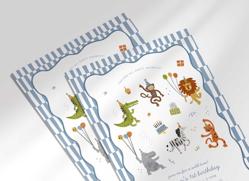 Calling All Party Animals Birthday Invitation, Safari Theme Invite Digital Download (Digital Download) image 6