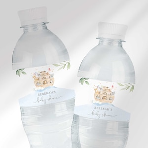 Noah's Ark Water Bottle Labels, Noah's Ark Baby Shower Bottle Label | Noah's ark Baptism | Edit and Print Yourself