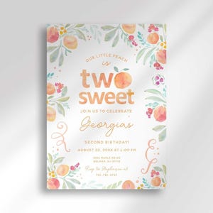 Sweet Peach Birthday Invitation Template: Customizable for Summer Celebrations (Digital Download)