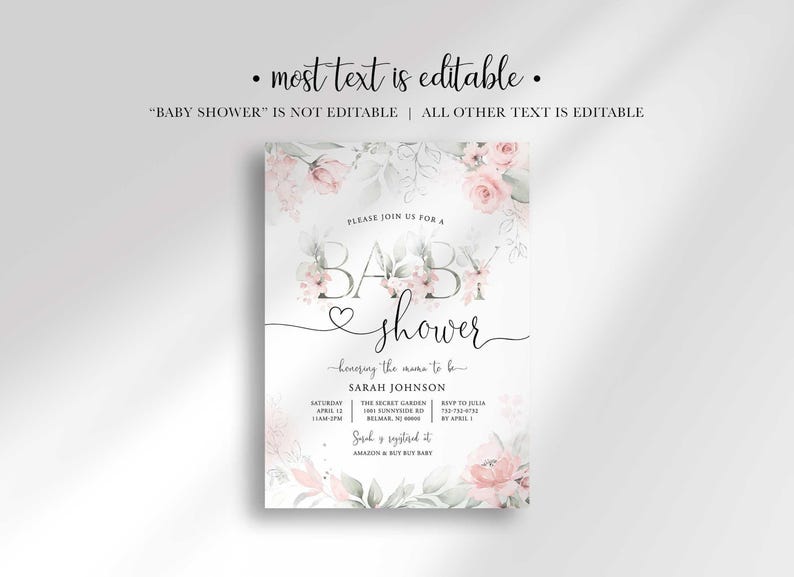 pink baby shower invitation