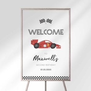 race car birthday welcome sign