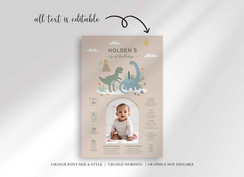 dinosaur first birthday milestone banner