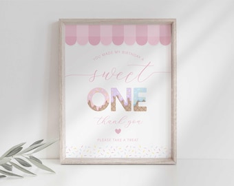 Sweet One Ice Cream 1st Birthday Party Favor Sign (Digital Download)