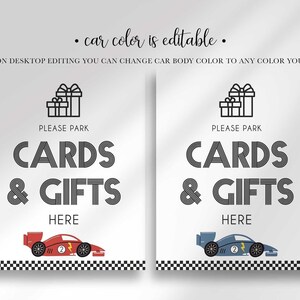 cards and gifts race car birthday sign
