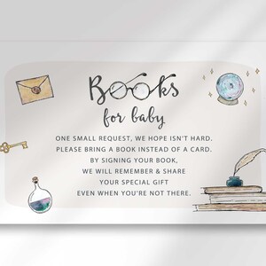 Wizard Baby Shower Bring a Book Insert Card Magic Theme Printable Game (Digital Download)