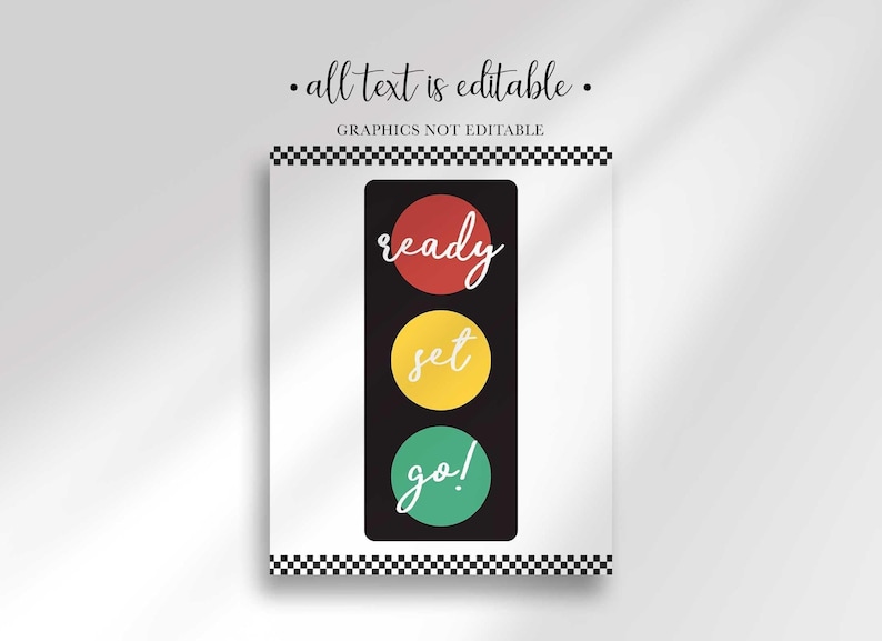 editable race car birthday sign bundle