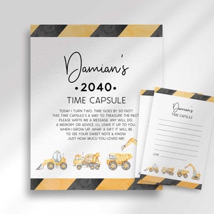 Editable Construction Birthday Time Capsule Sign for Digital Download 8x10 | WC2