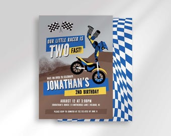 Dirt Bike Geburtstagseinladung Vorlage, 2 Motocross, Zwei Schnell (Digitaler Download)