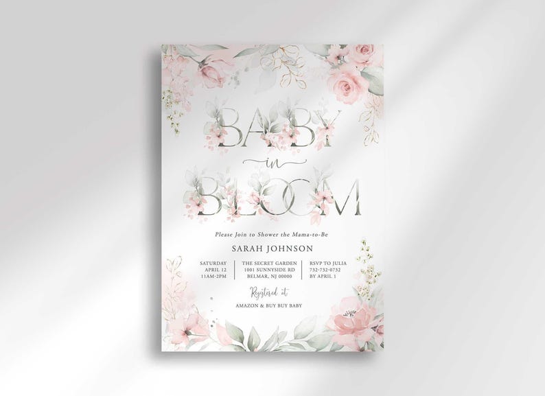 baby in bloom baby shower invitation