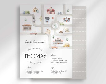 Transportation Birthday Invitation, Car Party, Truck Invite (Digital Download)