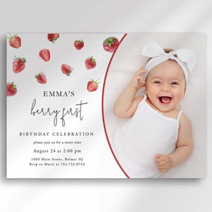 berry first birthday invitation