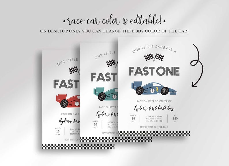race car birthday invitation