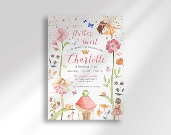 Fairy Birthday Invitation, Enchanted Forest Princess Party Invite (Digital Download)