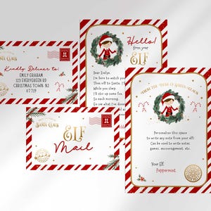Bewerkbare elfenminiletters met enveloppen | Bevat zowel jongenself als meisjeself | Elfenbrief | Van het bureau van de kerstman | Elf, ik ben terug