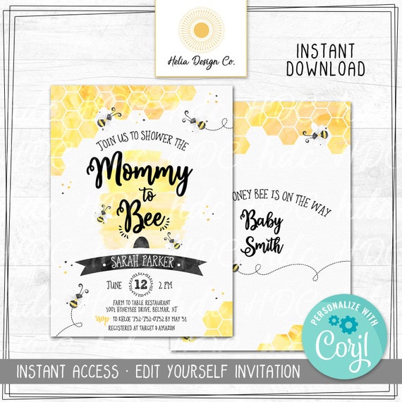 Bumblebee Baby Shower Invitation Edit Yourself Instant Download