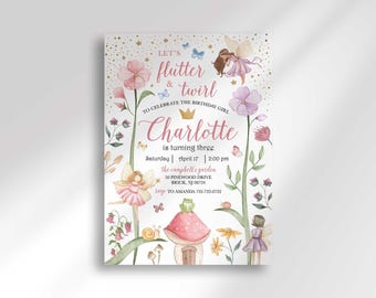 Invito di compleanno a tema Giardino delle Fate Incantato - Festa nella Foresta Incantata - Magico (Download Digitale)
