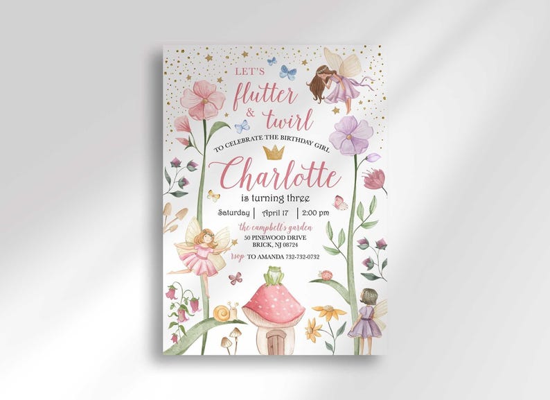 magical fairy birthday invitation