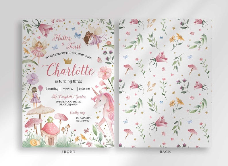 Fairy garden birthday invitation