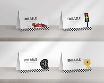 ANY COLOR Editable Race Car Birthday Food Table Labels | Instant Download | Printable DIY