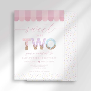 sweet to be two birthday invitation