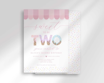 Two Sweet Ice Cream Birthday Invitation, Instant for 2nd Party Celebration (Digital Download)