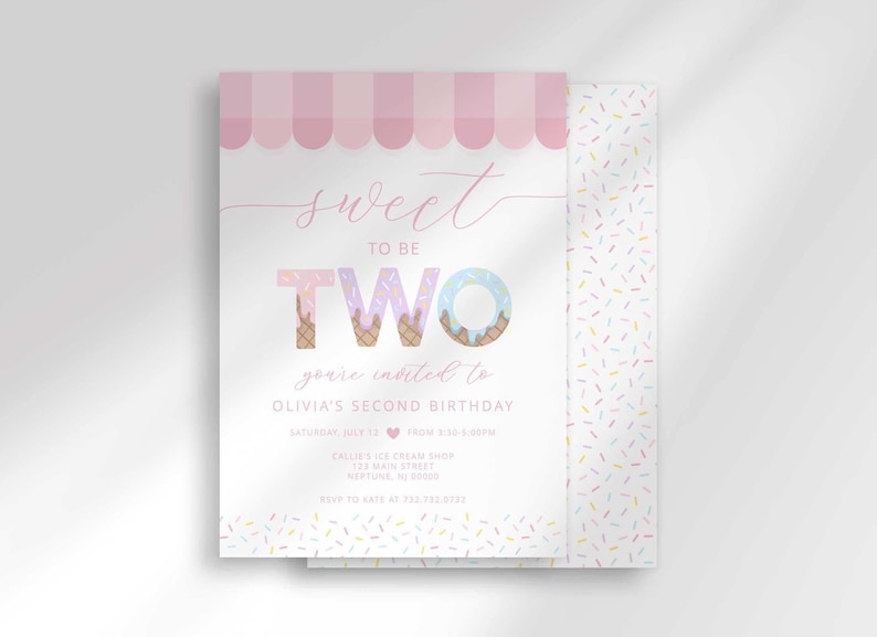 sweet to be two birthday invitation