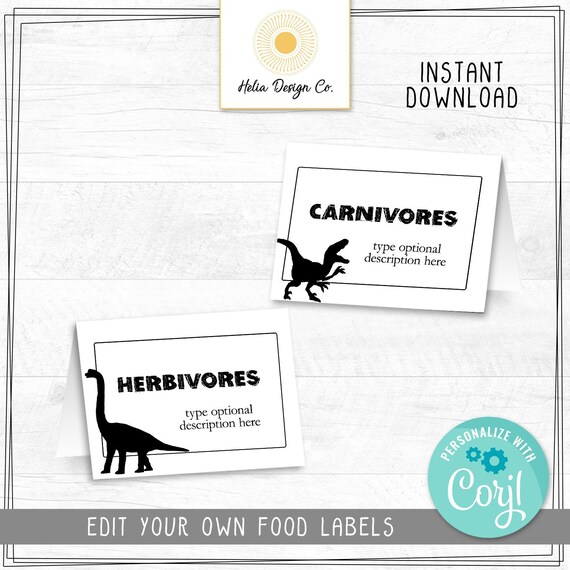 NEW! Dinosaur Birthday Party Food Labels | Edit Yourself | Boy Birthday | T-Rex| Instant Download | Printable DIY Il_570xn