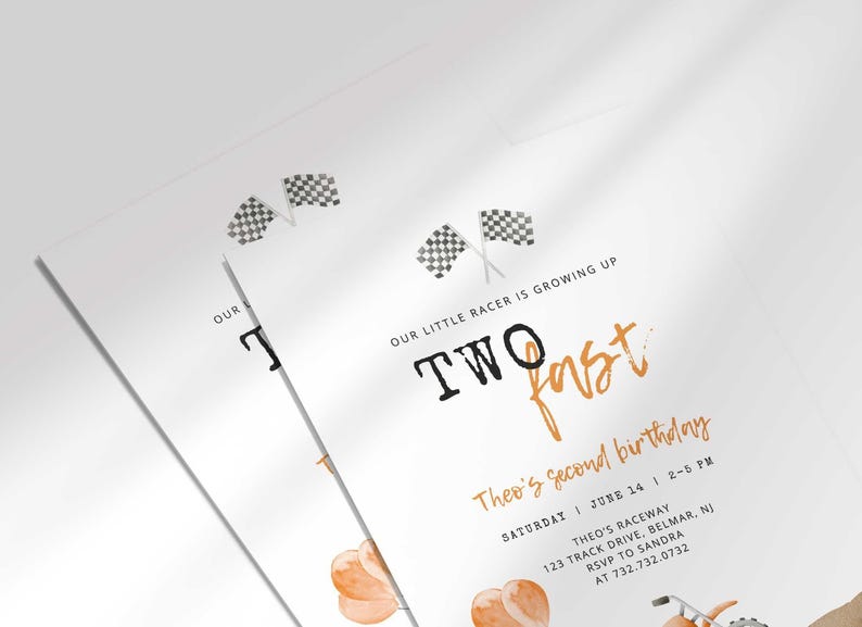 two fast motorbike birthday invitation