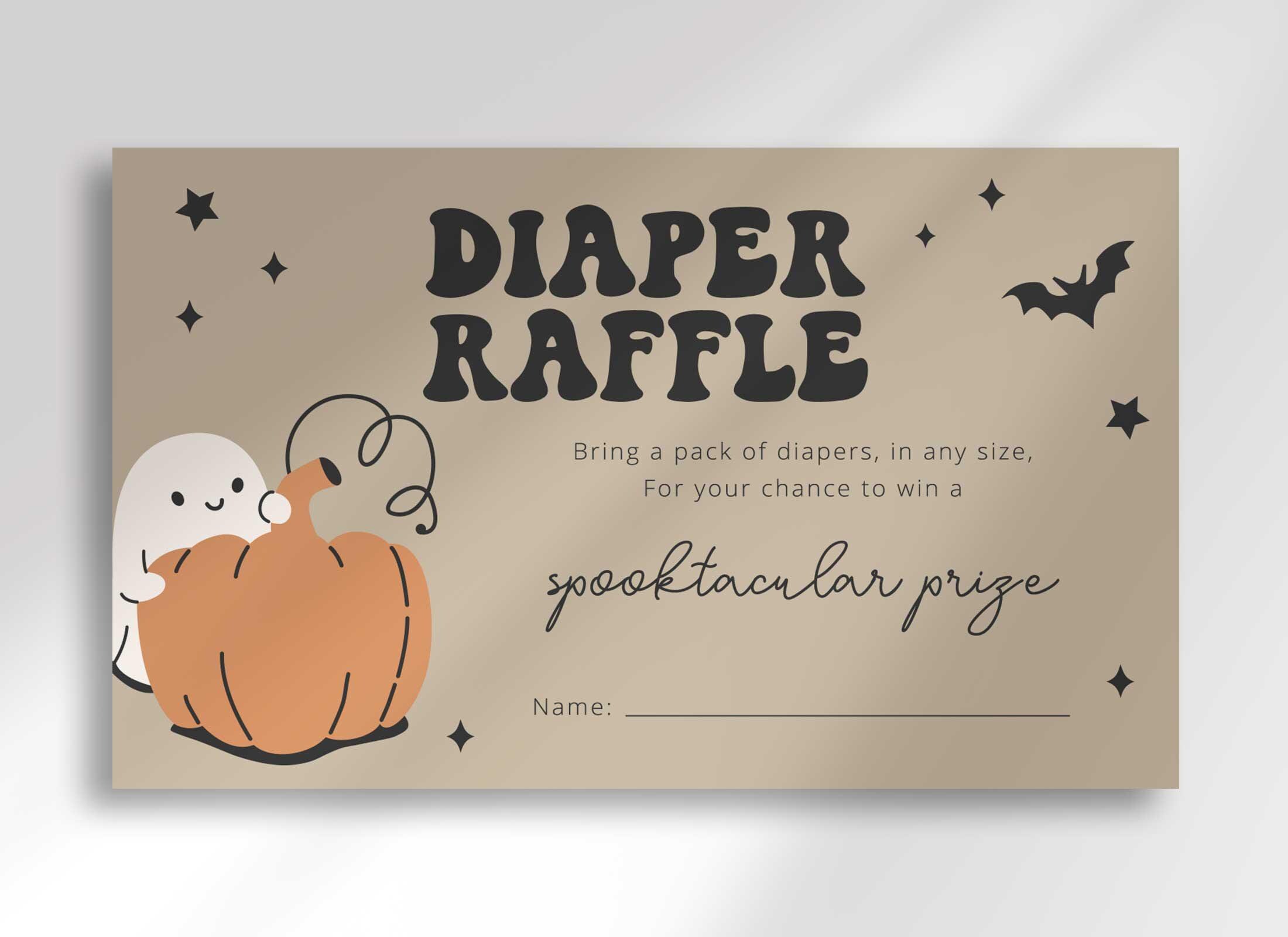 Spooky Raffle Little Boo Baby Shower Diaper Raffle Ticket, Spooky Ghost on the Way ...