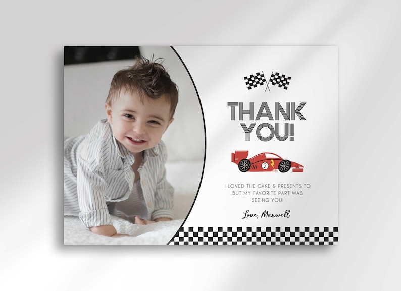 race car thank you card