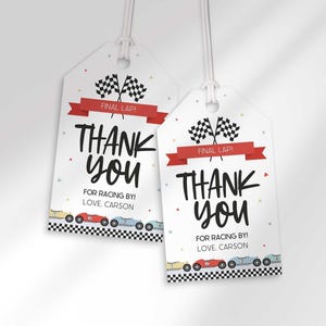 Race Car Birthday Thank You Tags: Editable Party Favors (Digital Download)