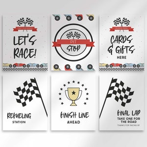 Race Car Birthday Party Signs: 8x10 Instant Download (JPG)