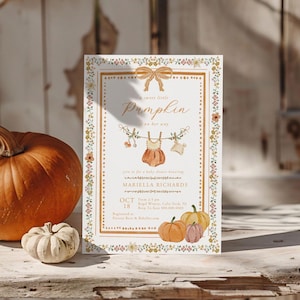 Little Pumpkin Baby Shower Invitation: Editable Fall Invite