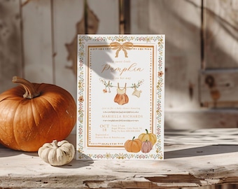 Little Pumpkin Baby Shower Invitation: Editable Fall Invite