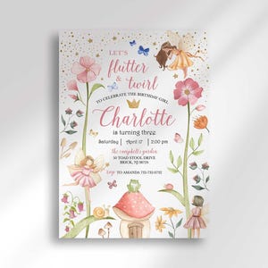 Fairy Birthday Invitation, Enchanted Forest Princess Party Invite (Digital Download)