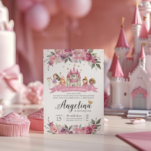 Enchanted Fairytale Princess Birthday Invitation Template, Whimsical, Royal Celebration, Instant Download