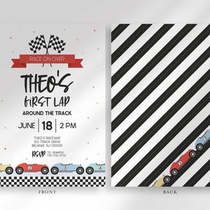retro race car birthday invitation